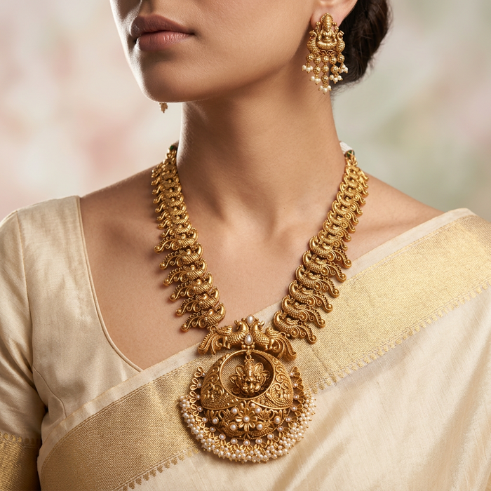 Antique temple short necklace and earrings LL01008