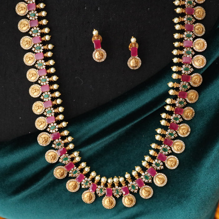 Antique gold long necklace with earrings 144561