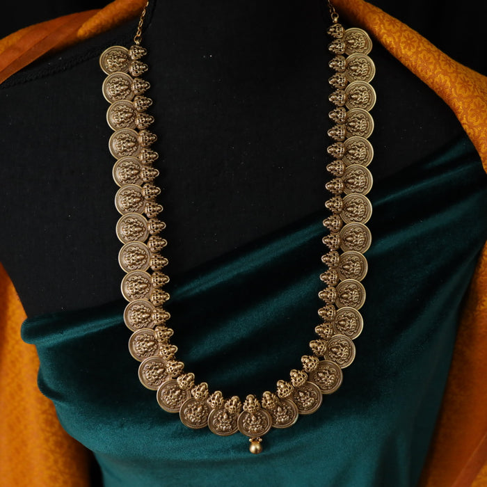 Antique coin long short necklace with earrings 165490