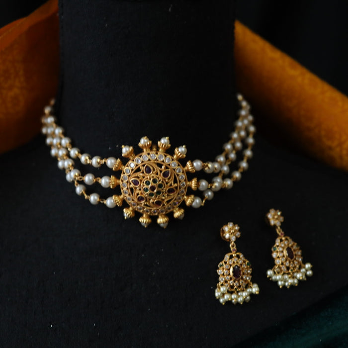 Padmini Antique choker necklace with earrings 165777