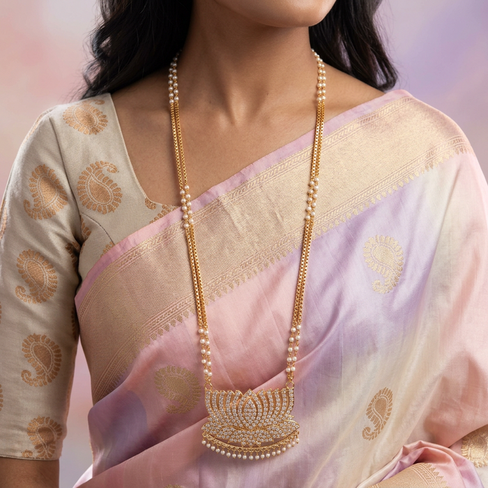 Heritage gold plated padakam long necklace HP57