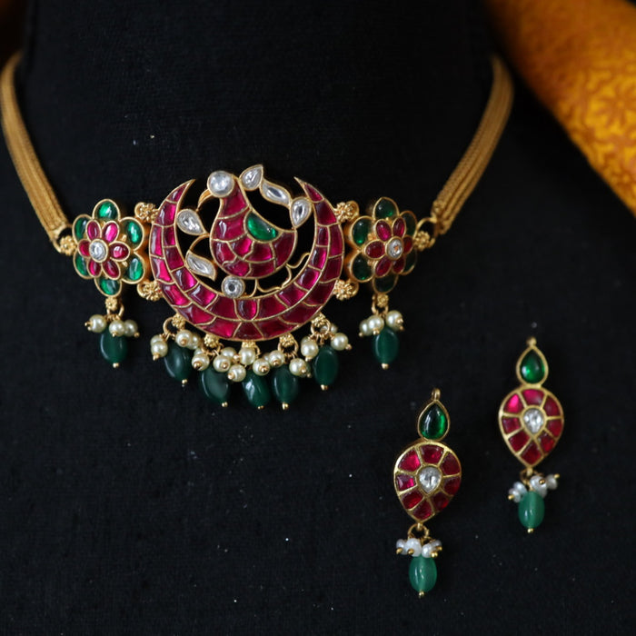 Antique kemp ruby choker necklace with earrings 165770