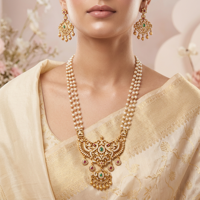 Antique short necklace with earrings PAD0011