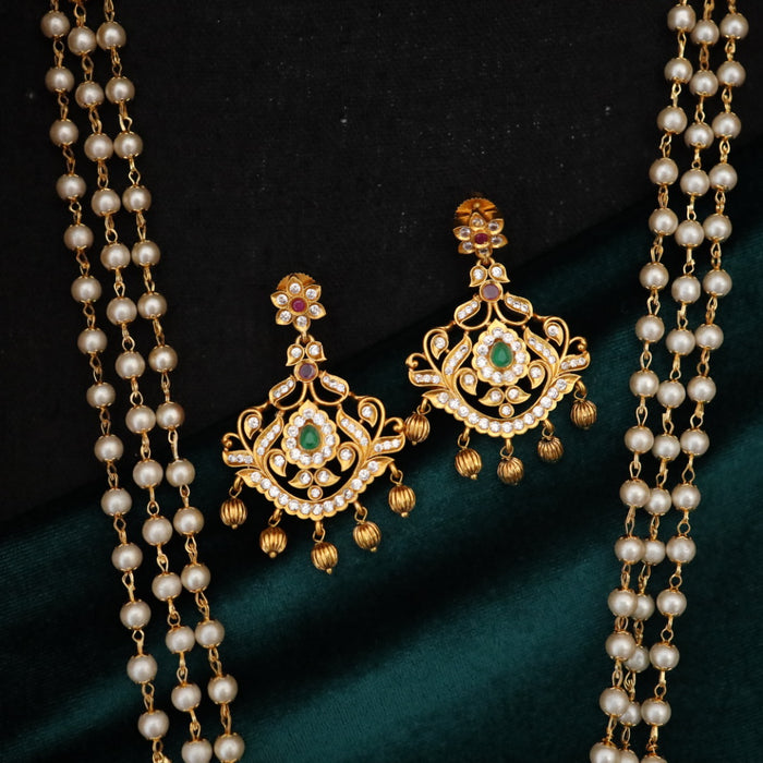 Antique short necklace with earrings 177094