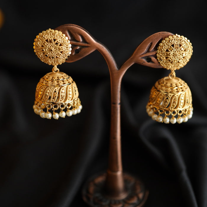 Heritage gold plated pearl jumka earrings 2302384