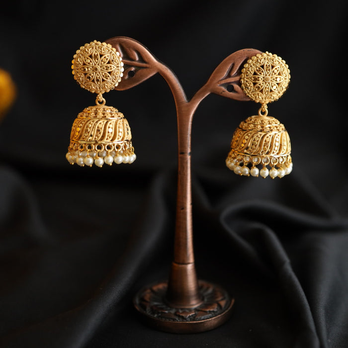 Heritage gold plated pearl jumka earrings 2302384