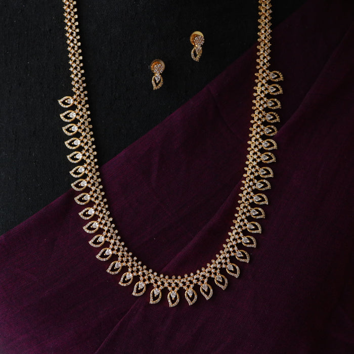 Heritage gold and plated white stone waistchain / long necklace with earrings 23488923