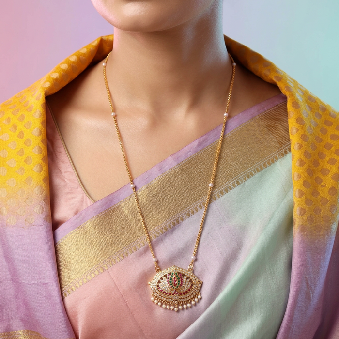 Heritage gold plated padakam long necklace HP0011
