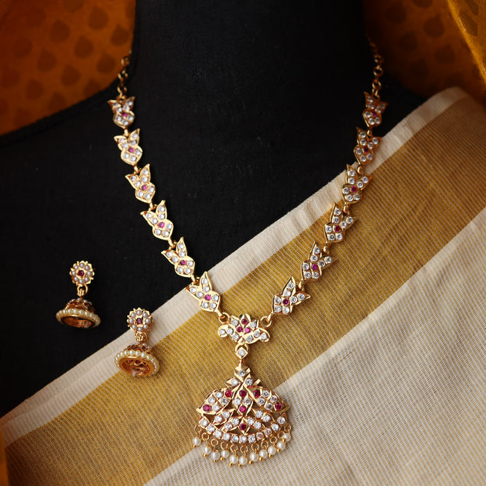 Heritage gold plated short necklace with earings H0021