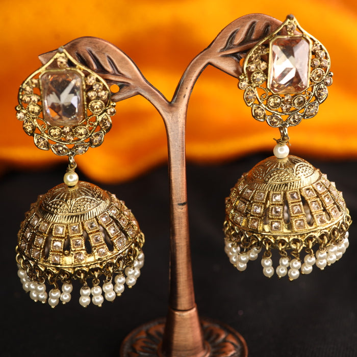 Trendy Antique stone Jumka earrings 12498890
