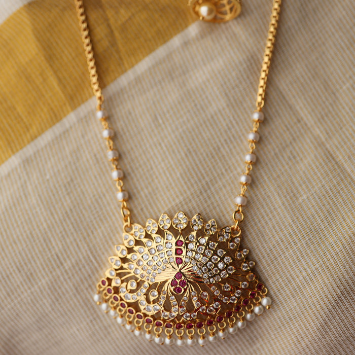 Heritage gold plated padakam long necklace with earrings HP00252