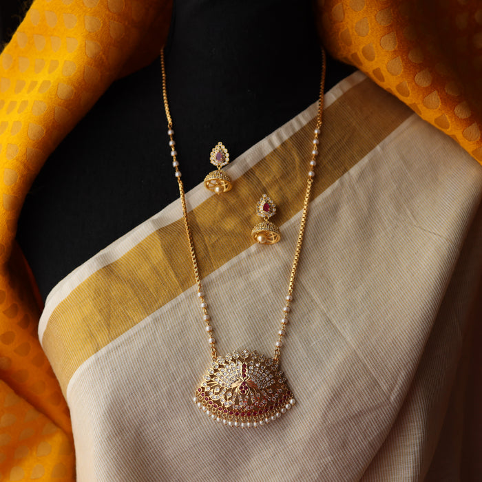 Heritage gold plated padakam long necklace with earrings HP00252