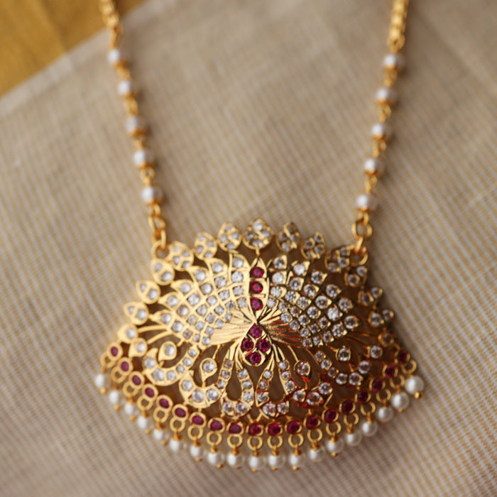 Heritage gold plated padakam long necklace with earrings HP00252