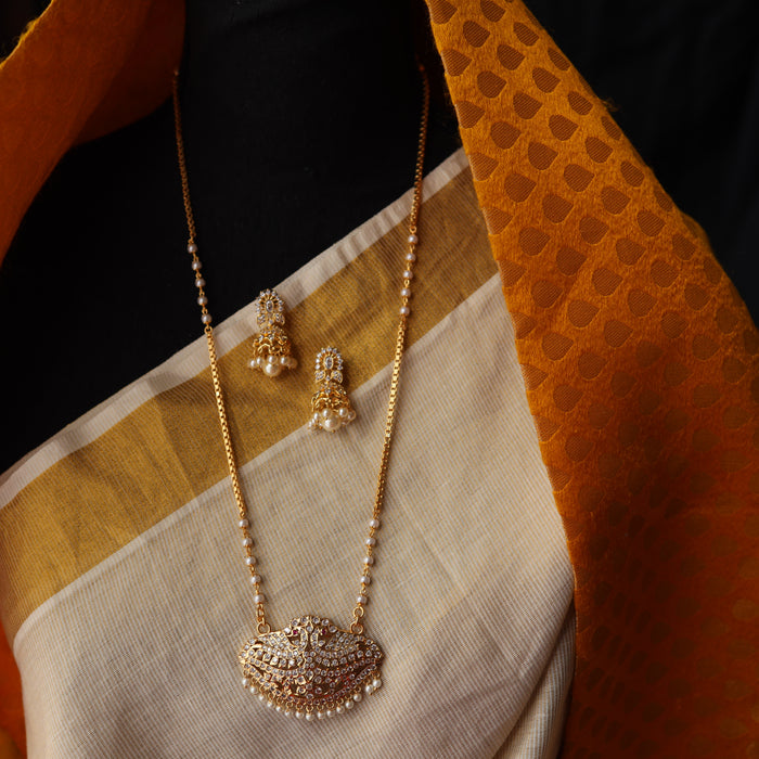 Heritage gold plated padakam long necklace with earrings HP0026