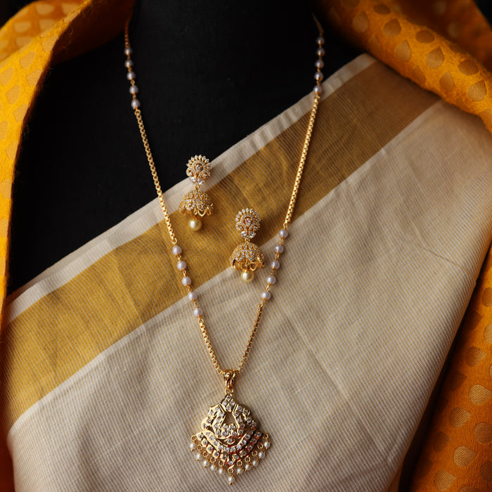 Heritage gold plated padakam long necklace with earrings HP0027