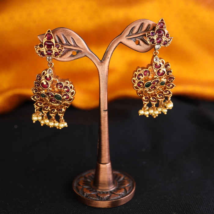 Antique ruby stone flat earrings 124269