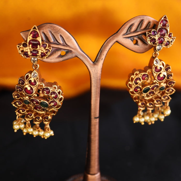 Antique ruby stone flat earrings 124269