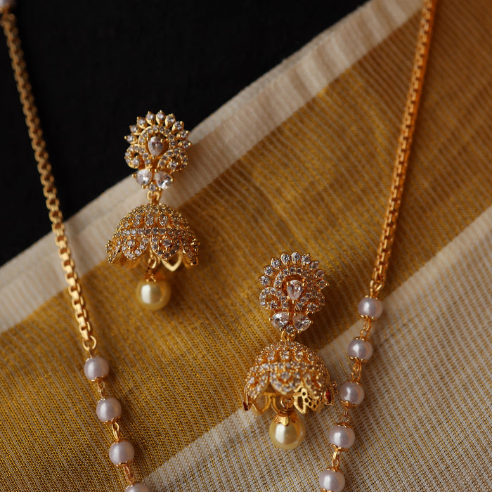 Heritage gold plated padakam long necklace with earrings HP0027