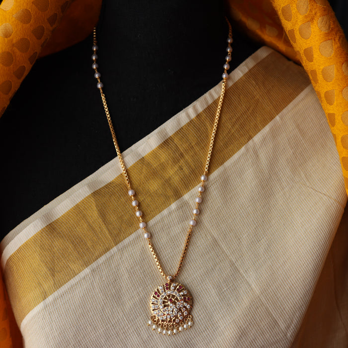 Heritage gold plated padakam long necklace with earrings HP39