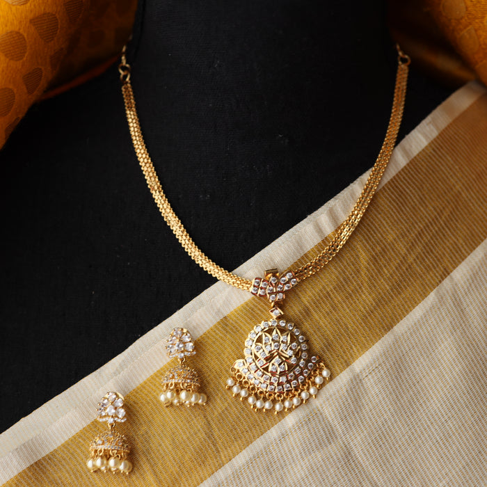 Heritage gold plated short necklace with earrings H0028