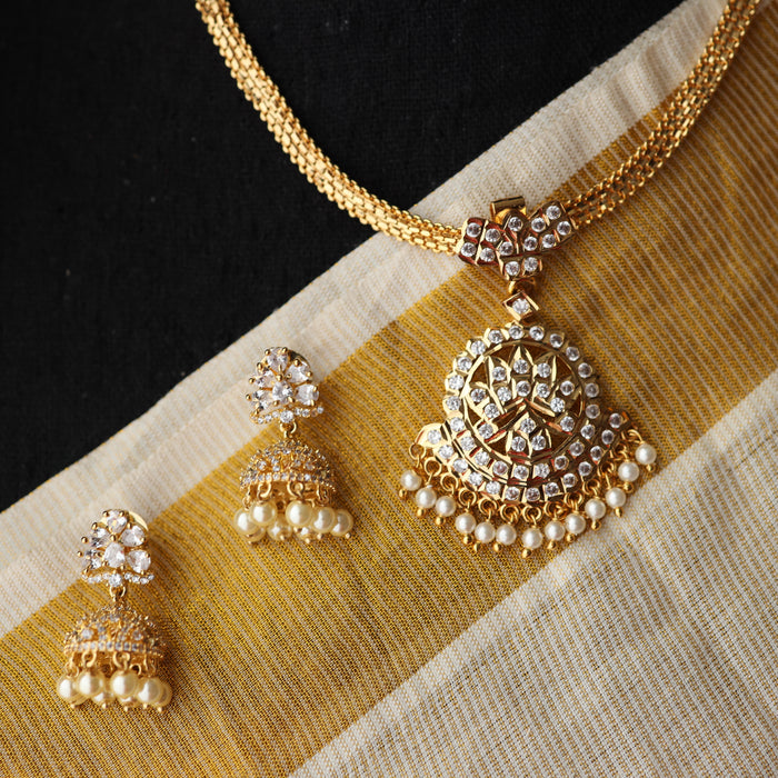 Heritage gold plated short necklace with earrings H0028