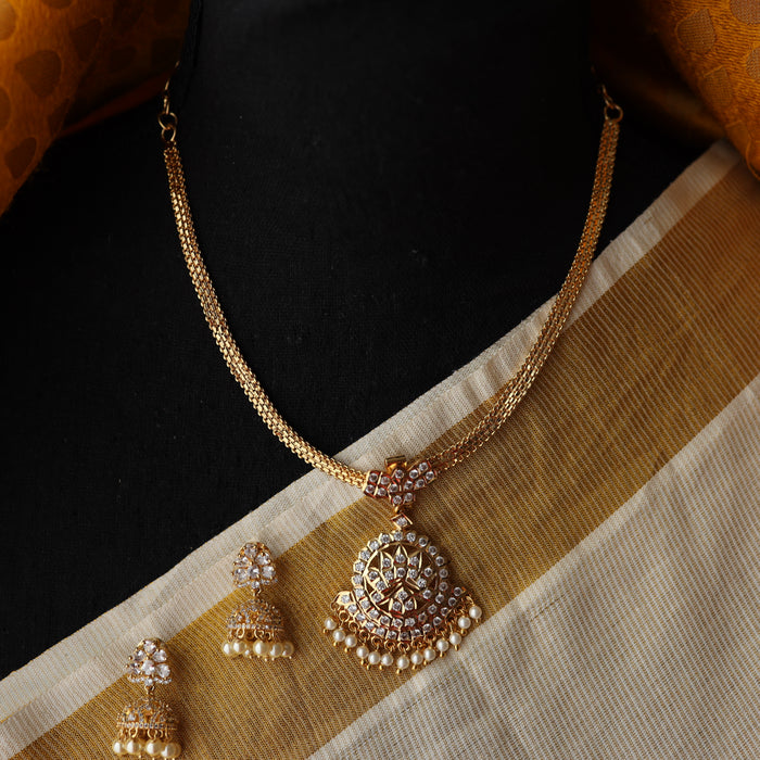 Heritage gold plated short necklace with earrings H0028