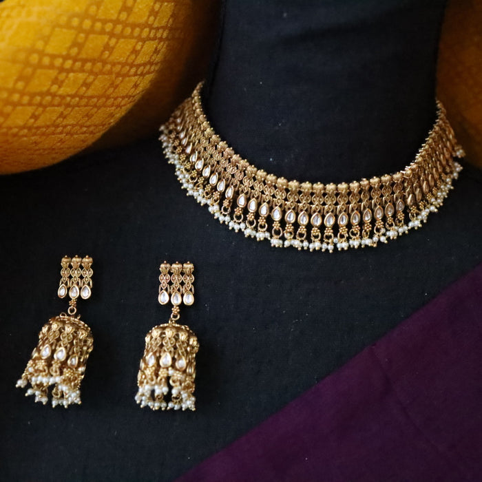 Antique temple choker necklace with earrings 13750