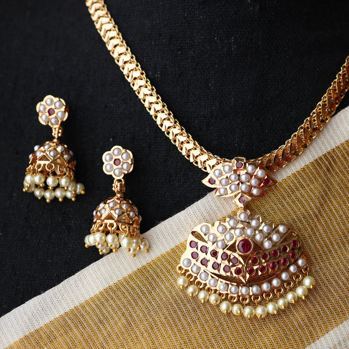 Heritage gold plated short necklace and earrings H657