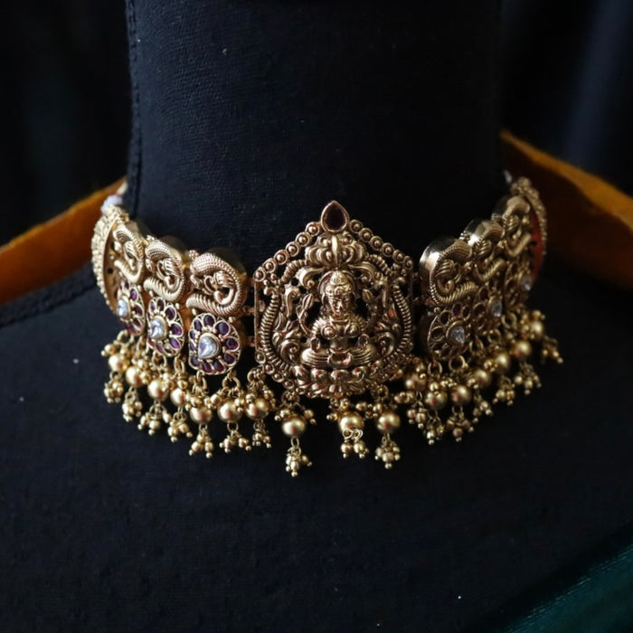 Antique temple choker necklace with earrings 1485476