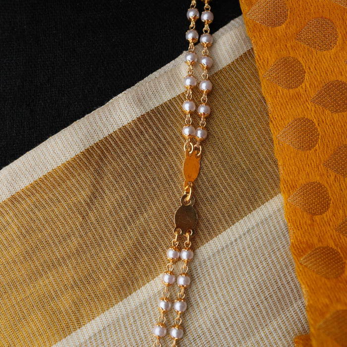 Heritage gold plated pearl double layer long chain HC0020