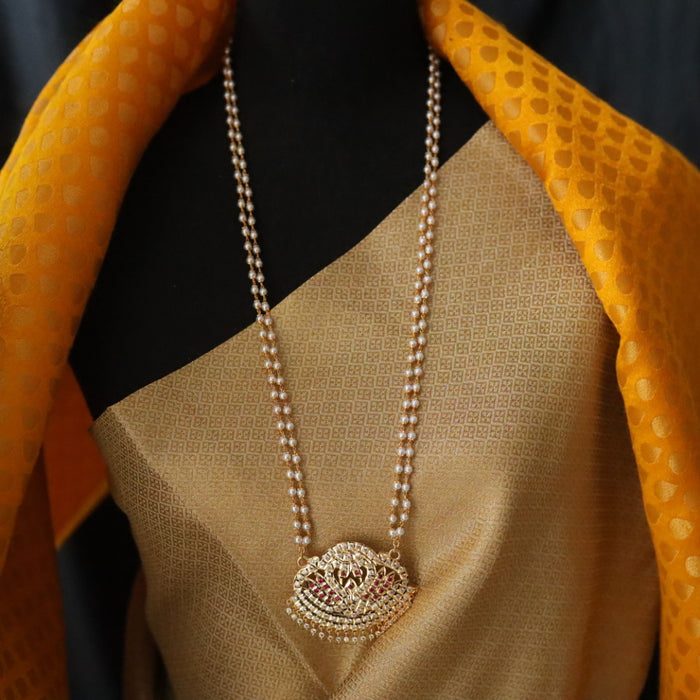 Heritage gold plated padakam long pearl chain 165778
