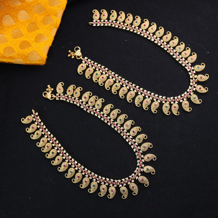 Antique gold  traditional payal 443395