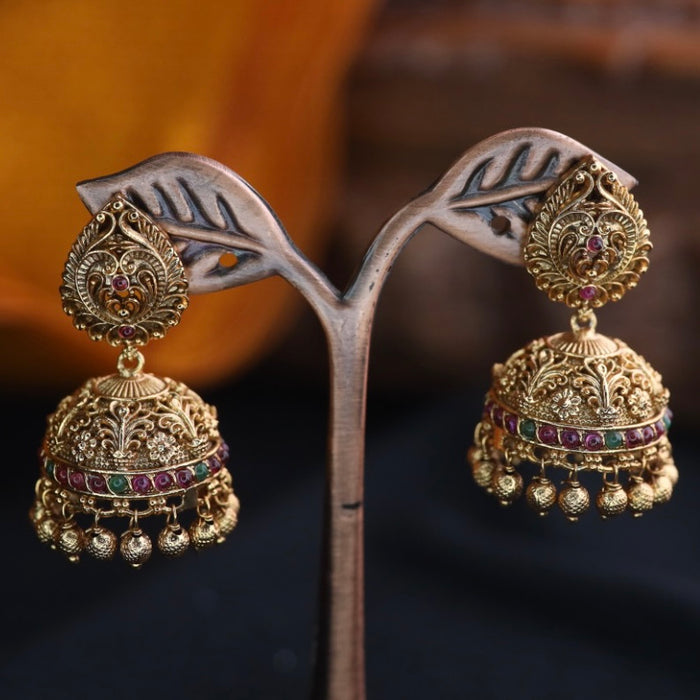 Antique temple jumka earrings 124665