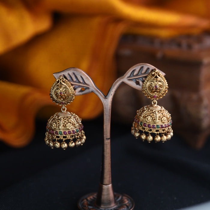 Antique temple jumka earrings 124665