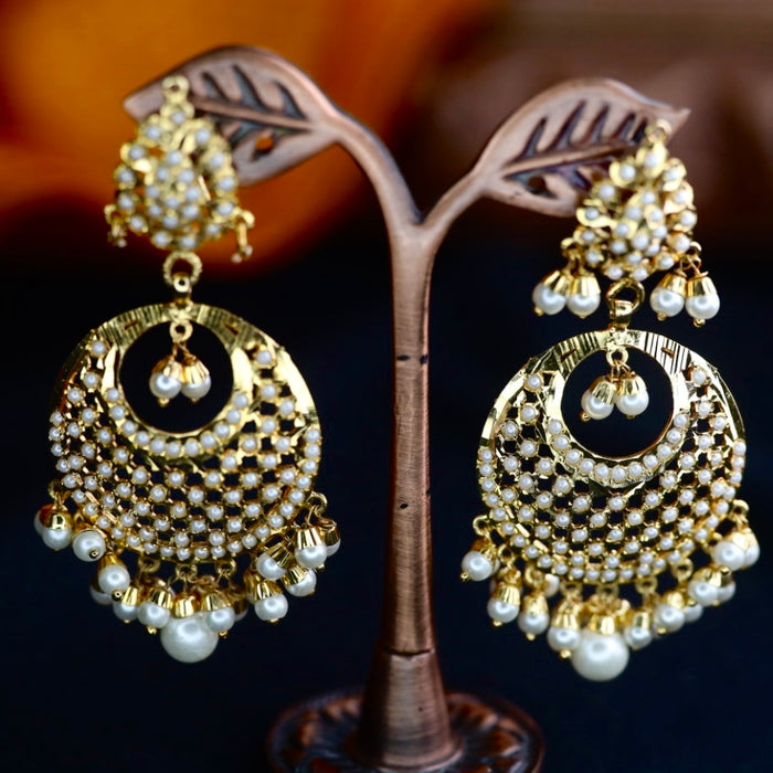 Heritage gold plated pearl flat earrings 124669