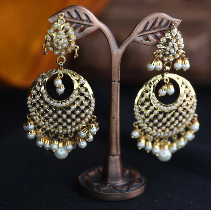 Heritage gold plated pearl flat earrings 124669