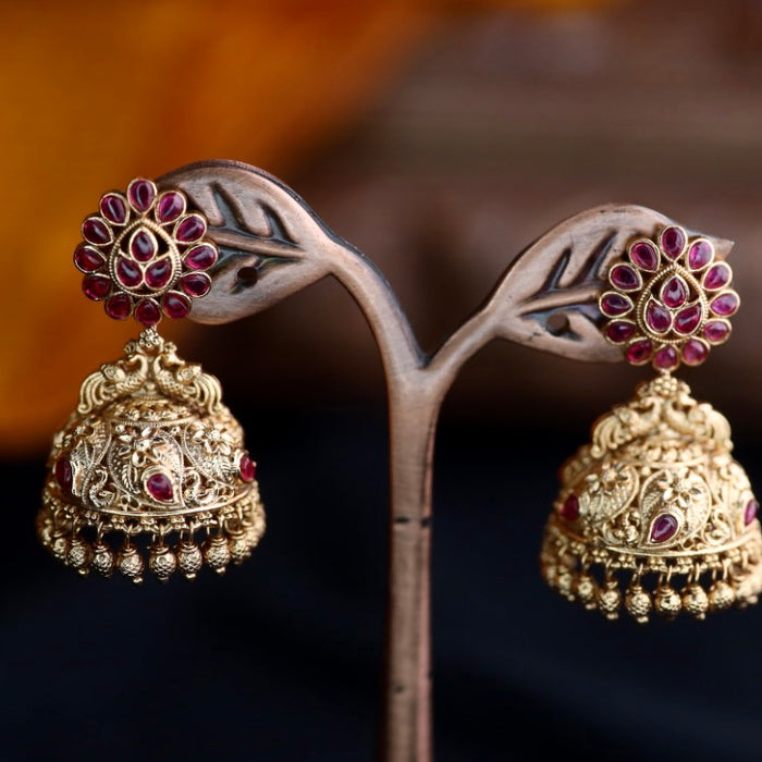 Antique temple jumka earrings 124672