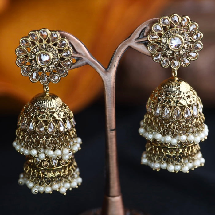 Trendy stone jumka earrings 124673