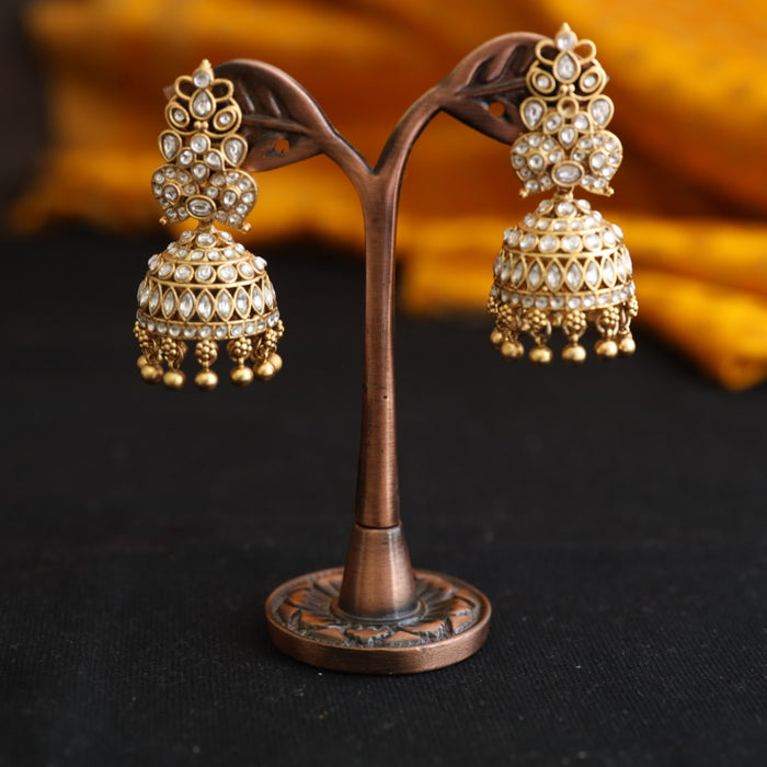 Antique white stone jumka earrings 124492