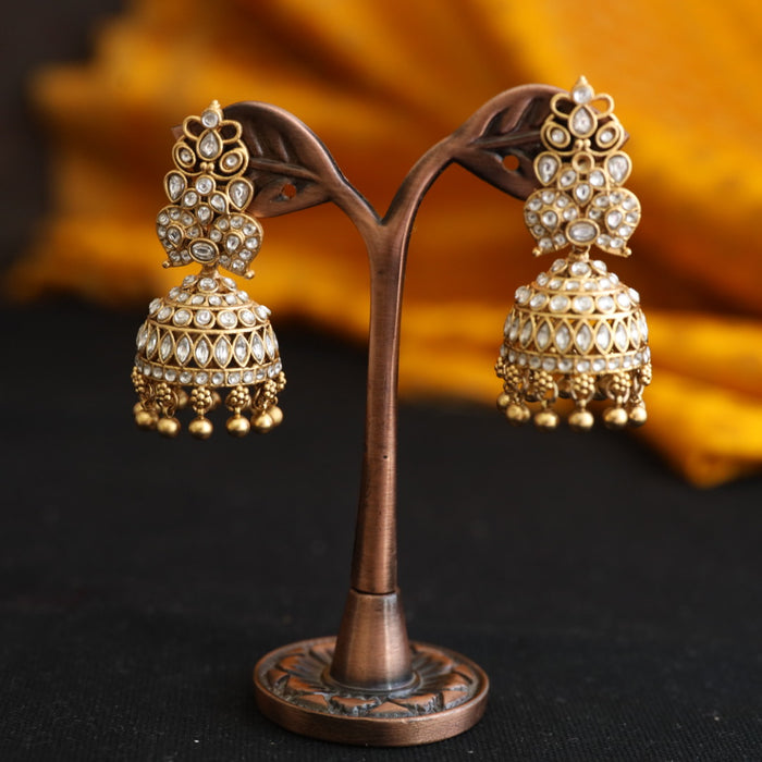 Antique white stone jumka earrings 124492