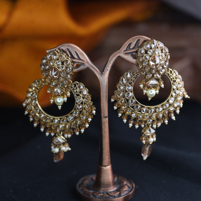 Trendy stones and pearl flat earrings 124676