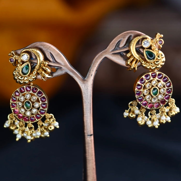 Antique ruby and pearl flat earrings 124677