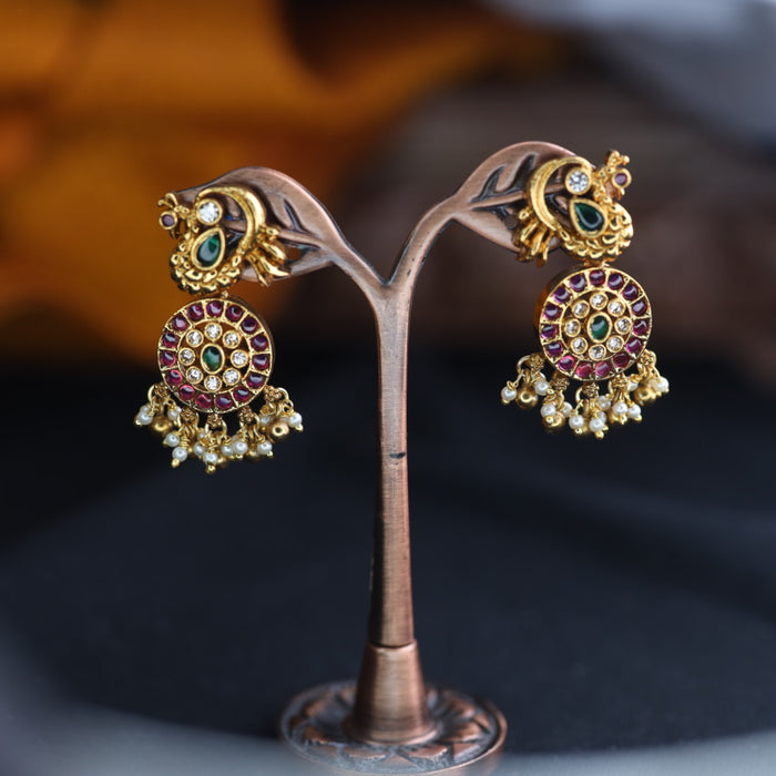 Antique ruby and pearl flat earrings 124677