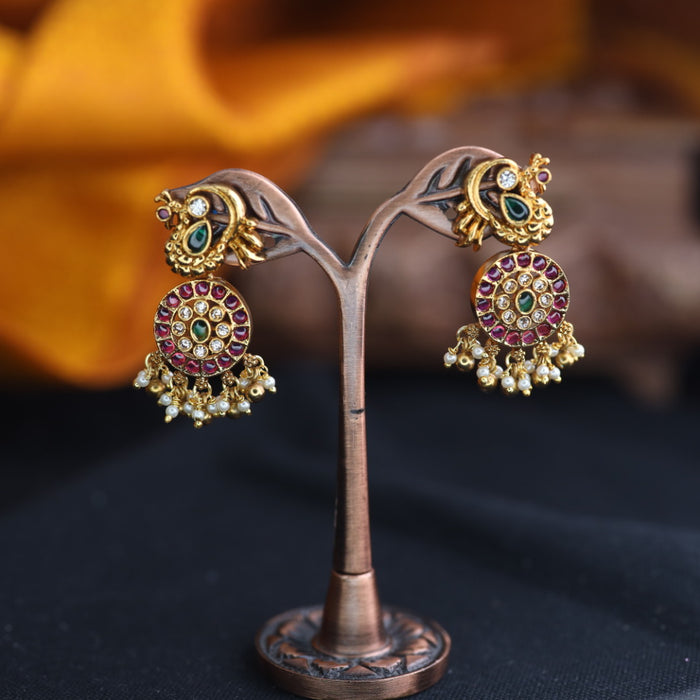 Antique ruby and pearl flat earrings 124677