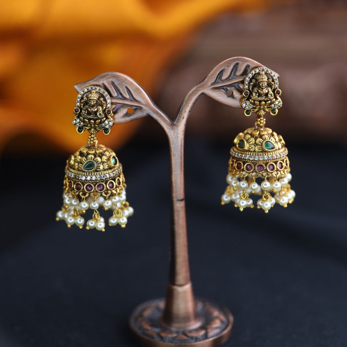Antique ruby and pearl jumka earrings 124678