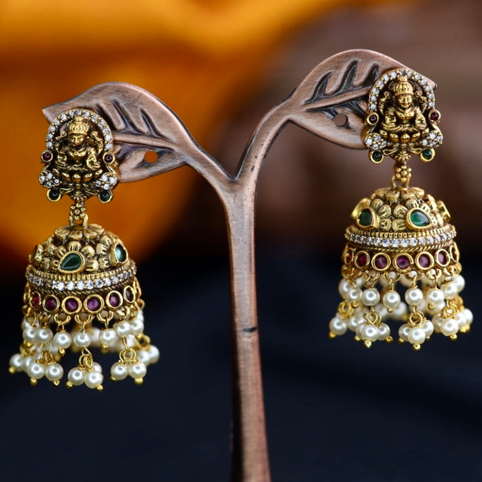 Antique ruby and pearl jumka earrings 124678