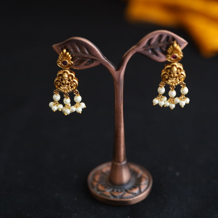 Antique temple mini flat earrings 124498