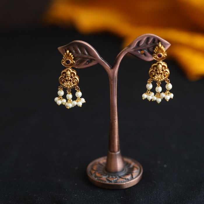 Antique temple mini flat earrings 124498