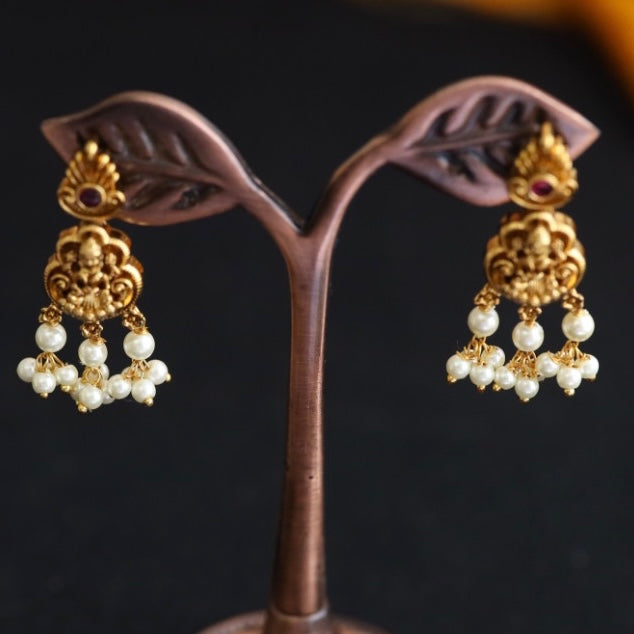 Antique temple mini flat earrings 124498