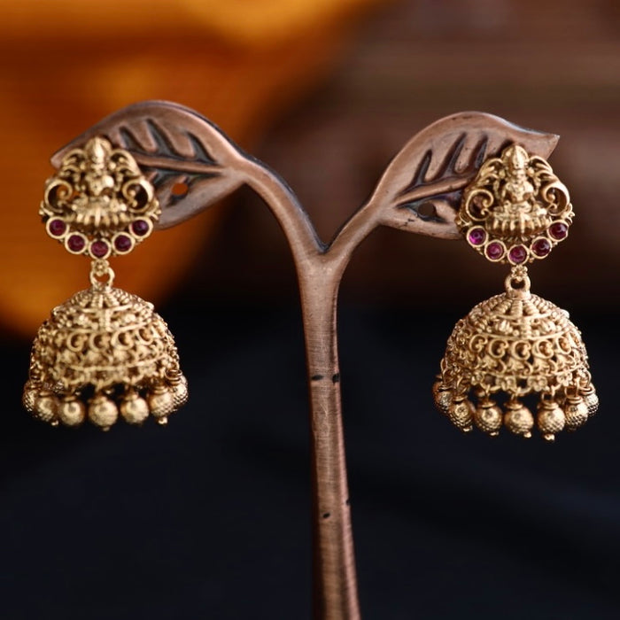 Antique ruby and pearl jumka earrings 124680